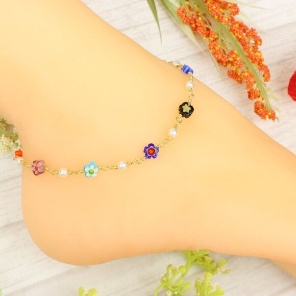 "Handmade Anklet – Elegant & Delicate Jewelry for Women | UNVRC1337 - Picture 1 of 10